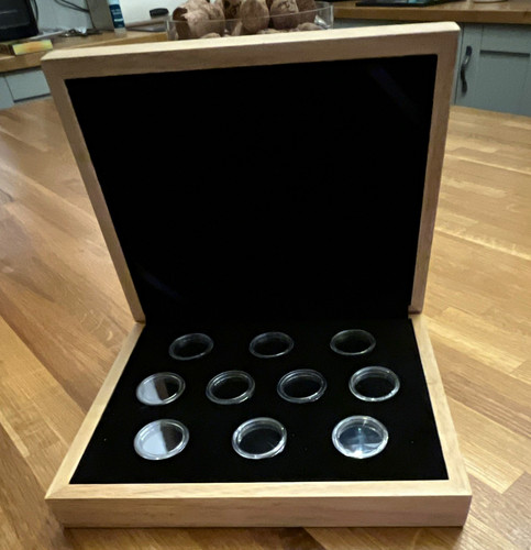 Wood coin display storage - wood, box
