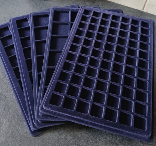 Five blue felt velvet - five, coin