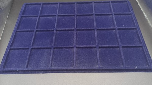 Blue flocked coin display - blue,