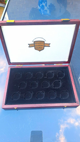 Wood coin display case with - display,